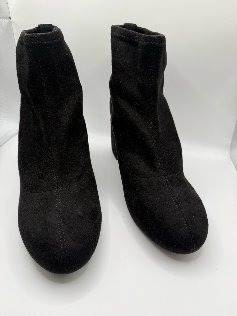 Rockport Black Suede Ankle Booties with Mid Block Heel